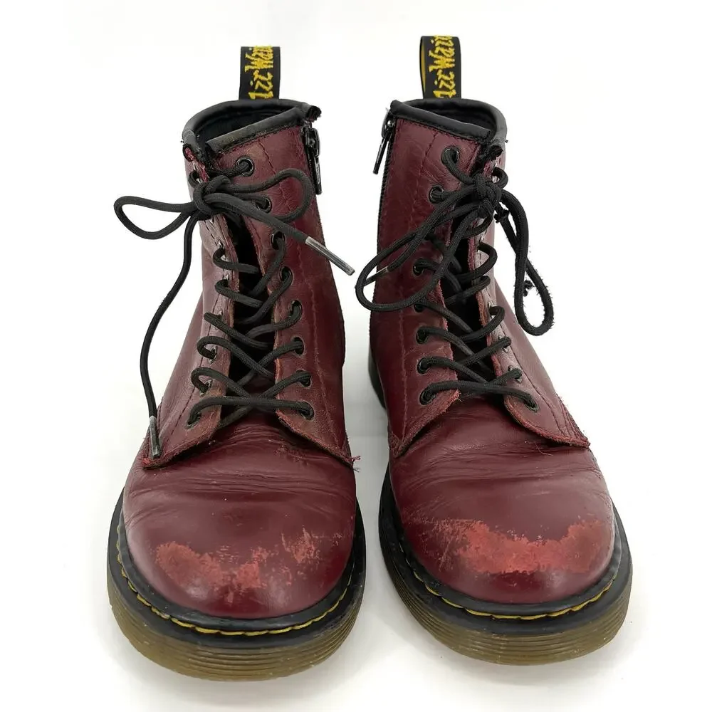 Dr‎ Martens red maroon burgundy 1460 junior lace up boots (US3)